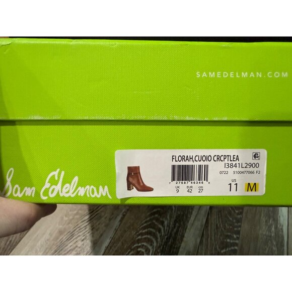 Sam Edelman Womens Florah Croc-Embossed Leather Heeled Boots Size 11M Brown - Picture 10 of 10